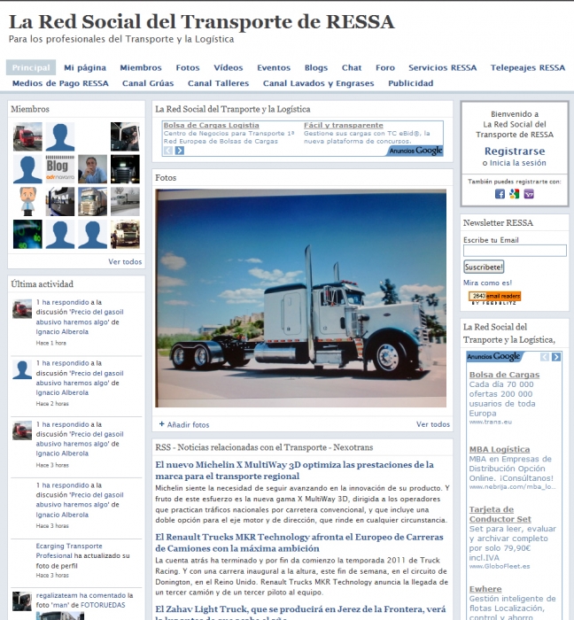 Imagen de la web de la nueva red social para transportistas